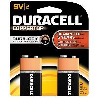 Duracell Coppertop Batteries 9 Volt 2 pk.