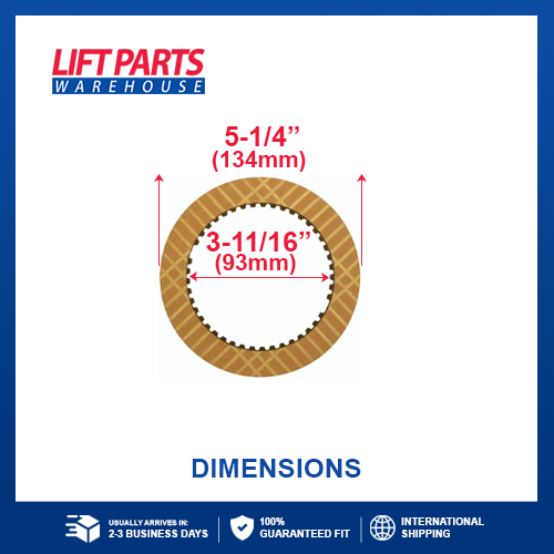 Friction Plate For Hyster : 1469301, CLARK; 5 1/4 in. O.D.; 3-11/16in. I.D.; 2mm thickness