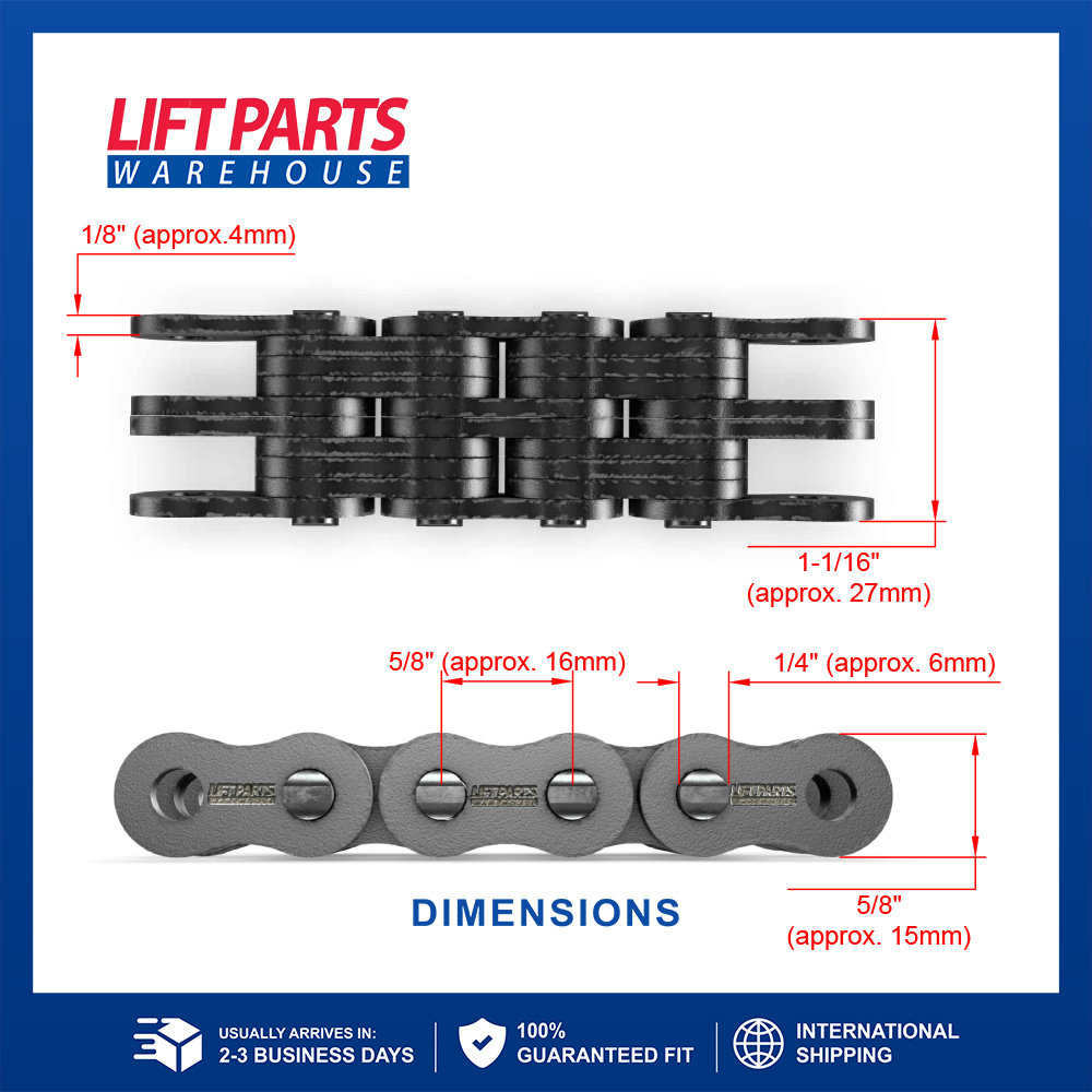 Heavy-Duty BL446 Forklift Mast Chain – Universal Industrial Leaf Chain By The Foot (BL-446)