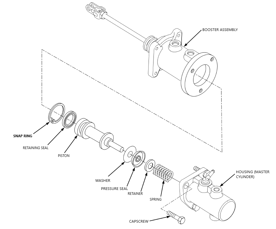 Aftermarket Forklift Master Cylinder For Hyster – With Push Rod, 1" Bore, Part # HY309644