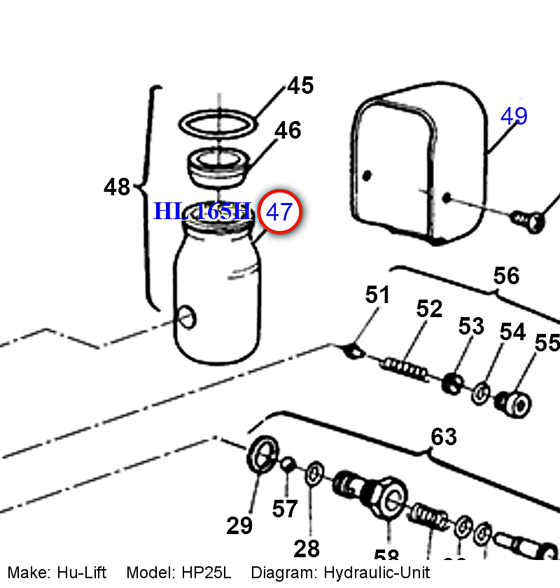 HL165H Reservoir For HU-LIFT HP25L Hydraulic Unit - Replacement Hydraulic Reservoir
