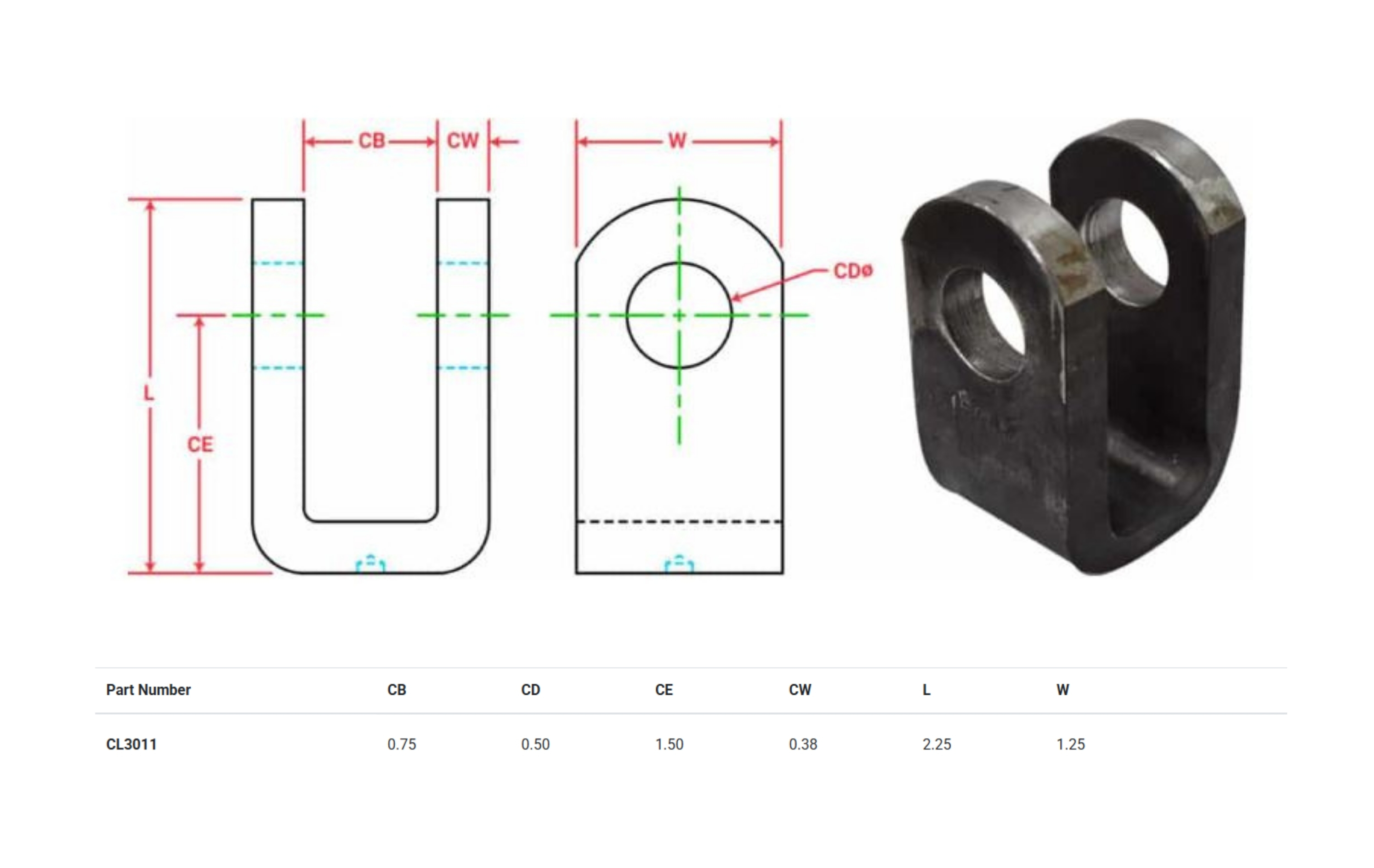 CM CL3011 Formed Clevis for Commercial Hydraulics Cylinder Mount