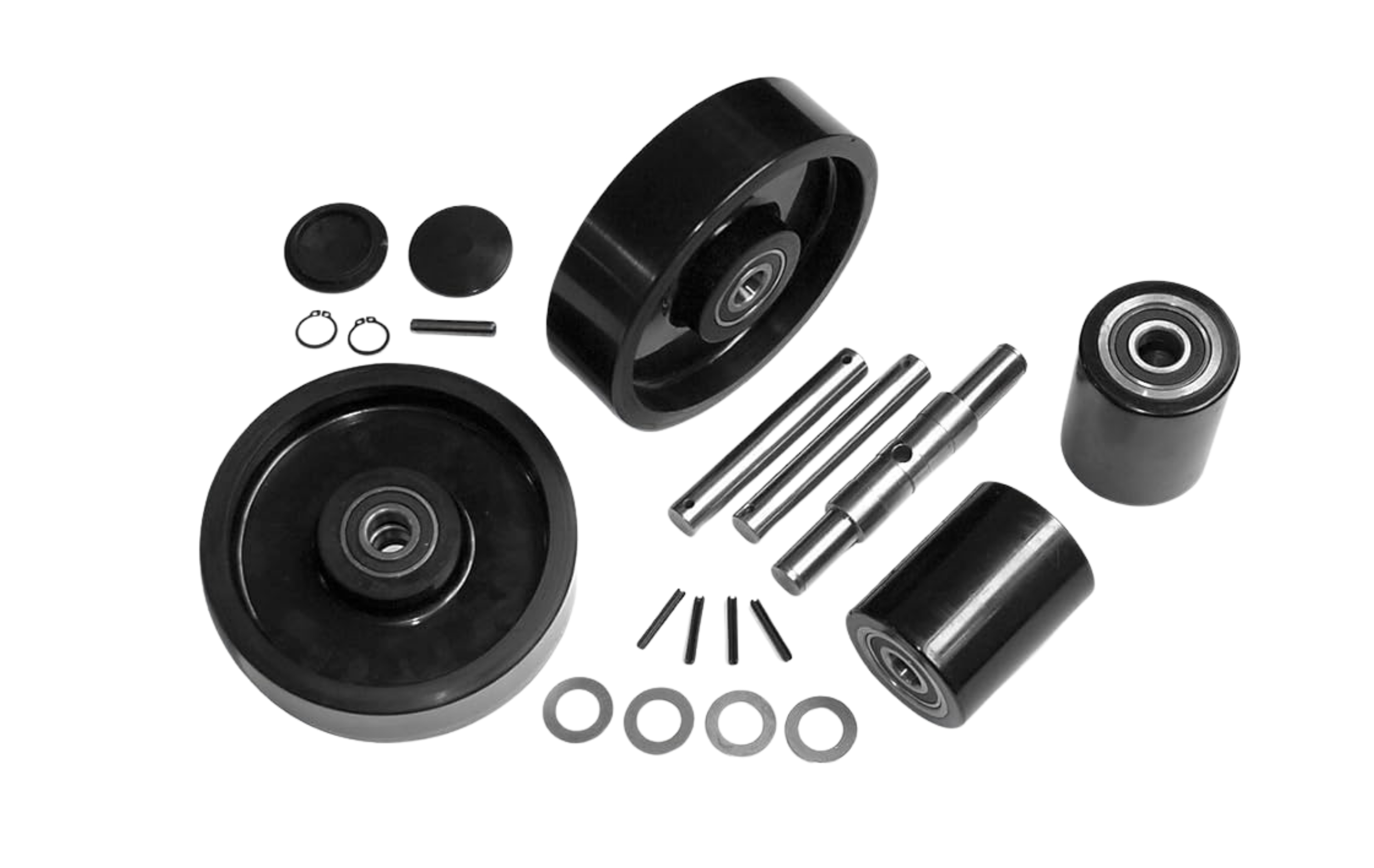 GWK-RJ50-CK Complete Wheel Kit (Ultra Poly) 70d for Raymond Pallet Jacks