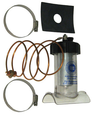 ZINC SACRIFICIAL ANODES | INLINE ANTI ELECTROLYSIS ANODE ATTACHES TO THE PLUMBING AND TO THE POOLS BONDING WIRE 1 1/2" PLUMBING | 104C-1