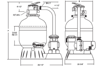JACUZZI | COMPLETE PUMP & SAND FILTER, 16" L160-C-7, 1 HP SLR, 1-SPEED, 115V, 6' NEMA CORD | 94084953