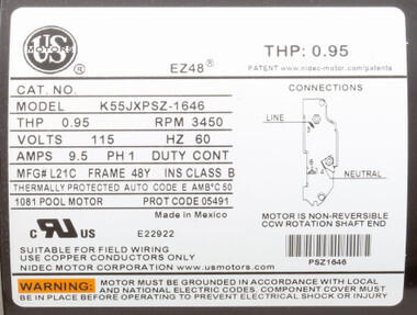 SD-10-1-N | Waterway Plastics | Pump, WW Hi-Flo II, 1.5SPL, 1-Spd, 115v, 6"Trp, 3ft Nema, Vert