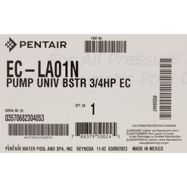 EC-LA01N | Pentair | Pump, Booster, 3/4hp, 115v/230v, E-Comm Only
