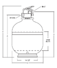 Jacuzzi®| COMPLETE SAND FILTER, TOPMOUNT, L160-7C, 16", 1-1/2" VALVE | 94089160